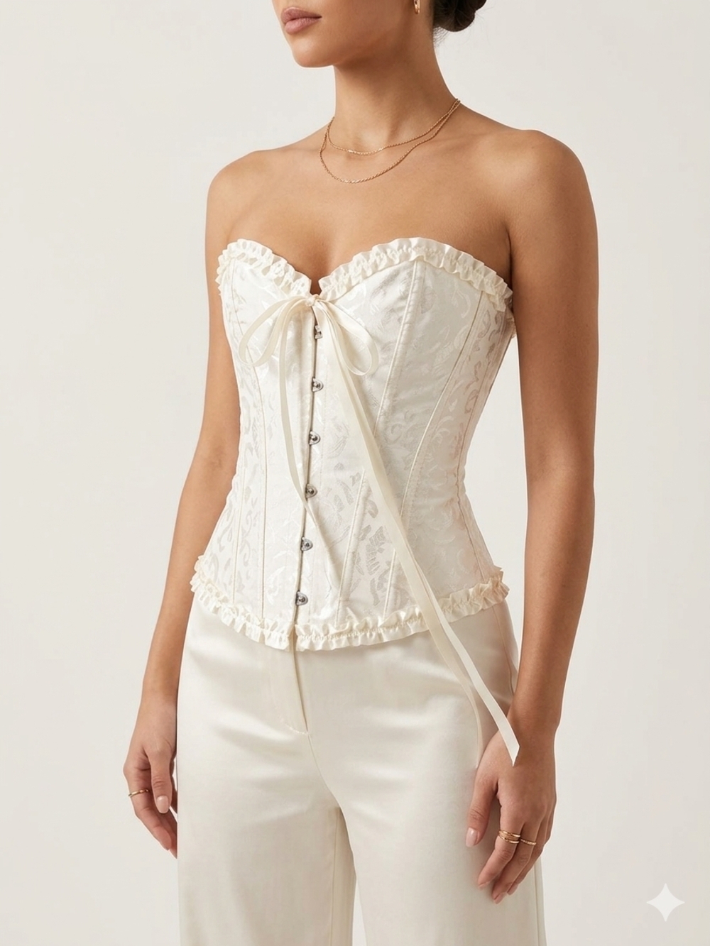 Strapless Ivory Lace-Up Corset Top